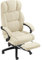 TecTake® Sedia Ufficio Ergonomica, Poltrona relax con Poggiapiedi Estraibile, Sedia Gaming per Scrivania Gaming, Imbottitura in Velluto, Altezza Regolabile, Rotazione a 360°, 5 Ruote Doppie - Beige