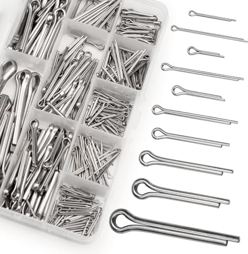 310 Pcs Split Pins Assorted, Cotter Pins Assorted Assortment Kit, Retaining Spring Hitch Cotter Pin Set for Automotive Trucks Tractors Lawn Mowers Cars Campers Mechanics Garage Workshop