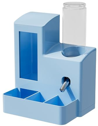 MagiDeal Distributeur Automatique d'eau et de Nourriture pour Hamster 3 en 1, Accessoires pour Animaux de Compagnie, Bol, Distributeur Automatique, Station, Bouteille Bleue de 120 ML