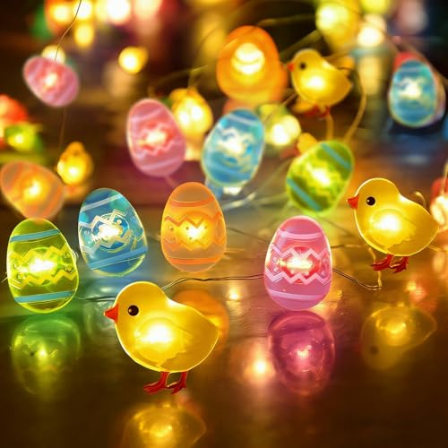 Catena di Luci Pasquali a Batteria, 3 Metri 30 LED Catena Luminosa Pasquale, Pulcini e Uova di Pasqua Luci a Stringa, Ghirlanda Luminosa a Batteria per Decorazioni Pasquali, Primaverile, Feste
