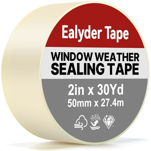 Cinta Sellado Ventana 50mm x 27,4m Transparente Anticorriente Aire | Cinta clara para juntas de ventanas y puertas. Bloquea las corrientes de aire, respetuosa con las superficies, sin residuos.
