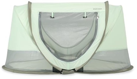 Deryan Scott Baby & barn resesäng – från födseln till 3 år, Pop Up småbarnssäng babytält på 2 sekunder, inklusive myggnät och resväska, snabb och kompakt vikbar (grön)