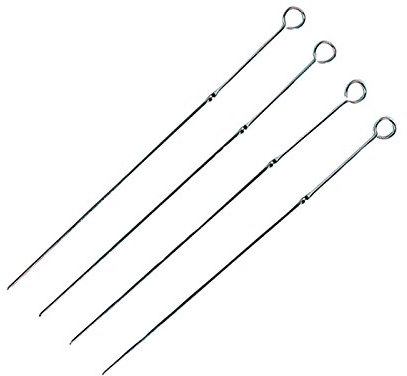4 pinchos barbacoa de 39 cm pinchos para brochetas (Brochetas Carne Espátula avergüenza pura pincho Cromado