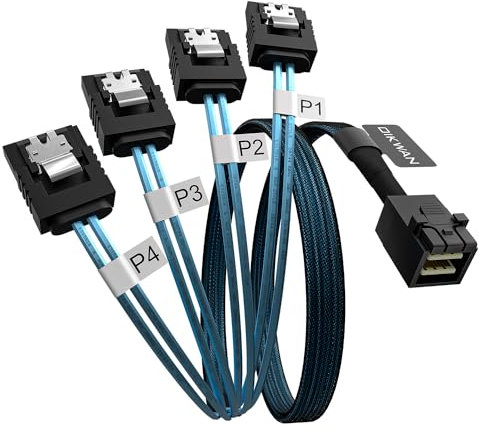 OIKWAN Internal Mini SAS to SATA Cable, SFF-8643 to SATA Forward Breakout Compatible with Raid Controller Hard Drive (3.3ft)