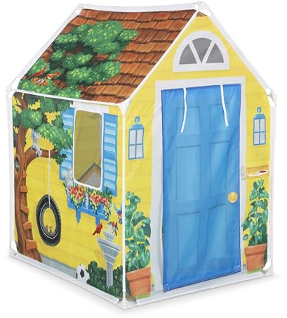 Melissa & Doug Cozy Cottage Fabric Play Tent and Storage Tote, Yellow