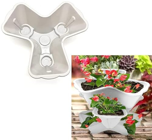 Elegant Trio Stackable Planter – Vertical Garden Pot for Herbs, Vegetables, Fruits & Flowers – Space-Saving Stereoscopic Design – Indoor & Outdoor Plant Display