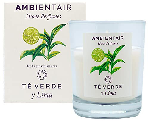 SEVENREEDS, Ambientair Home Profumo. Candela profumata Tè Verde e Lime, deodorante per tè verde e lime, candela profumata per la casa, aromaterapia, candela in vetro per interni. Durata 30 ore.