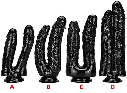 Doppeldildo, Analdildo 4 GrößEn Silikon mit Starkem Saugnapf Perfekter Real Venen Doppel Analplug für Frauen G-Punkt Stimulation Masturbation XXL Dildo für Lesben SM Extrem Sexspielzeug, B