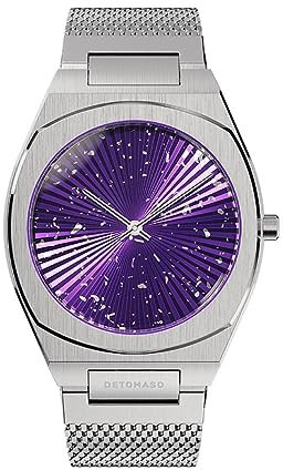 DeTomaso VOLTRE Purple Burst Silber Lila Damen-Armbanduhr Analog Quarz Mesh Milanese Armband Silber