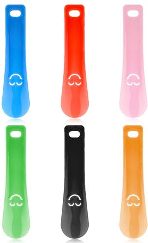 Ouligay 6Pcs Small Travel Shoe for Kids Horn Mini Portable Plastic Shoehorn 15cm 5.8 Inch Short Shoe Spoon