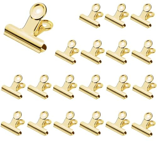 Jukway 20 mollette in metallo da 38 mm, clip di carta multifunzione per foto, uffici, cucina, casa (oro)