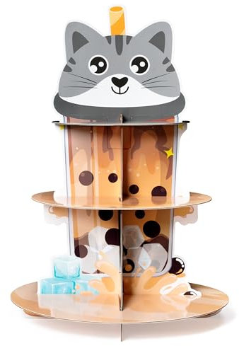 Salovio Cupcake-Ständer mit 3 Ebenen, Bubble Tea, Party, Dessert-Halter, Cupcake-Ständer, Blasentee, Cupcake-Halter, Dekoration, Bubble Tea, Cupcake-Display, Partyzubehör für Kinder