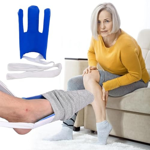 Dispositivo di Aiuto per Calzini,Ccalzacalze Ausilio,Sock Aid,Aiuta a Indossa Calzini,Infila Calze,Infila Calzini,Infila Calze per Anziani,per Anziani,Incinte,Disabili,Senza Chinarsi (Blu scuro)