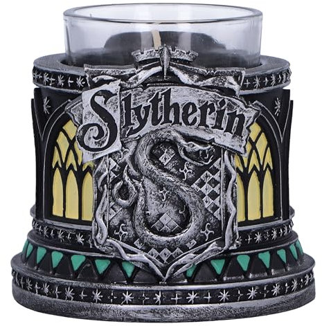 Nemesis Now Harry Potter Slytherin Teelichthalter, 7,5 cm, Harz, Silber, offizielles Harry-Potter-Lizenzprodukt, Slytherin-Hausdekoration, gegossen aus feinstem Harz, fachmännisch handbemalt