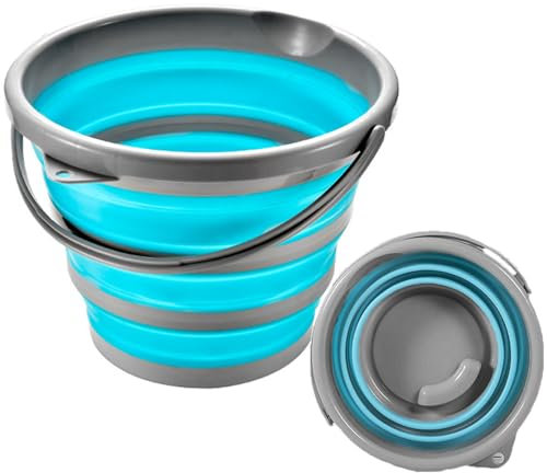 Roysmart Cubo plegable de silicona de 10 litros, para ahorrar espacio, cubo plegable de silicona para limpieza, camping, pesca, viajes (azul)