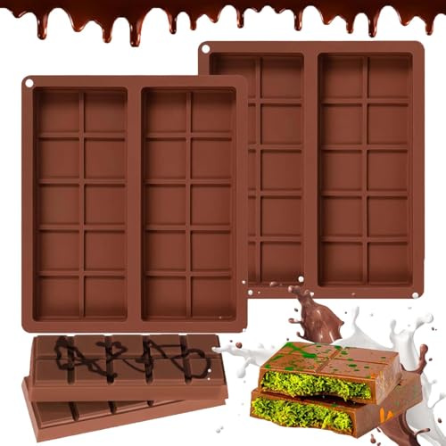 VIDSTW 2 stycken chokladform silikon med 20 tråg för återanvändbar | Silikonform choklad chokladform djup choklad mold slät och non-stick belagd för choklad