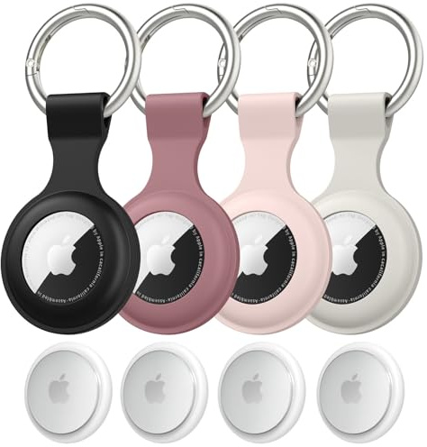 Amzpas Fodral för Airtag hänge, 4 stycken Airtags nyckelring silikon för Apple Airtags, bärbart fodral tillbehör nyckelring för Air Tag Tracker