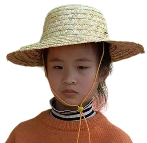 NVOQILIN Sombrero de paja para niñas y niños, unisex, protector solar, transpirable, sombrero de pescador, playa, sombrero Panamá para niños