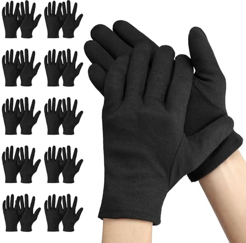 Einfa Guanti di Cotone Neri - 20 Pezzi (10 Coppie) 23cm M Medio Guanti da Lavoro in Cotone Uomo - Cotton Gloves per Crema Mani la Cura - Work Gloves Nero per Ispezione dei Gioielli