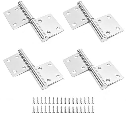 SDLDEER 4 Stück Scharniere Klappbar mit Schrauben, Edelstahl Scharnier Türscharnier Scharniere Schwerlast für Innen und Außentüren, Schrank, Schlafzimmer, Fenster