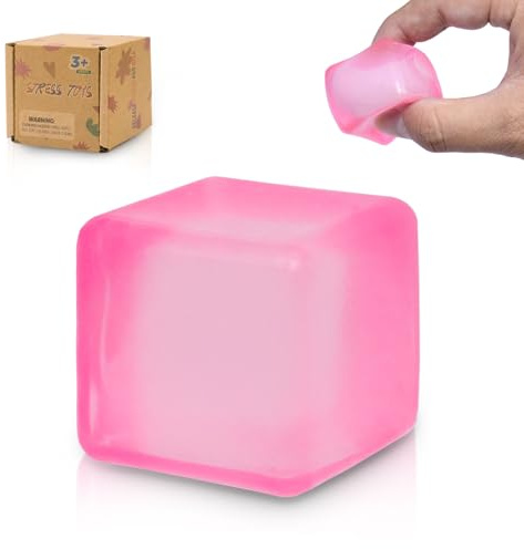 Graphinza Squeeze Toys Zushy Cubes Ice Cube, Squishy Cubes Squeeze Toys, Sensory Fidget Toys Stress Cube Anxiety Relief for Kids and Adults Small Blue&Small Pink (pink)