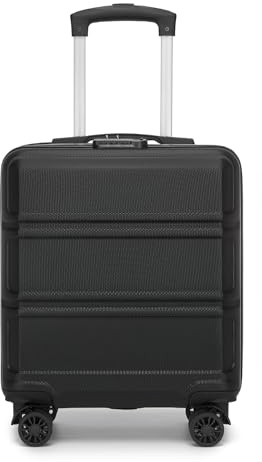 KONO Koffer Klein 16 Zoll Leicht ABS+PC Hartschalenkoffer mit Zahlenschloss Reisekoffer mit 4 Rollen Handgepäck für Ryanair und easyJet 45x35x20cm, Schwarz