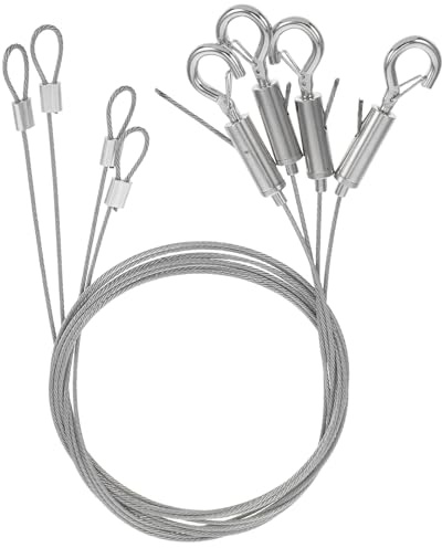 VILLCASE Kit Suspendre pour Cadre Photo 4 Pièces, Câble en Acier Réglable 1 Mètre, Crochets Métalliques Robustes Suspendre Sécurisée D’images, Décorations Murales et Tableaux, Système