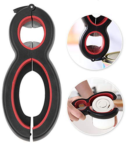 Bottle Opener, Jar Opener, 6 -in -1 Multi Opener Bottle Can and Jar Grip Opener Kitchen Tools Set for Children, Elderly and Weak Hands