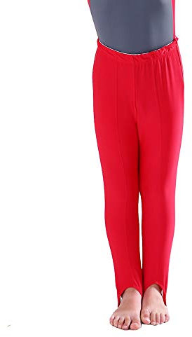 Gymnastikhose für Herren und Jungen, Gymnastikanzug, Jugendliche, Ballett, Strumpfhose, Steigbügelhose für Tanz, Yoga, Praxis, Athletik, Rot/Ausflug, einfarbig (Getaway Solids), 5-6 Jahre