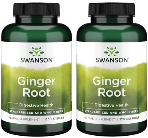 Swanson Ginger Root - Standardized and Whole Herb 120 Caps (2 Pack)