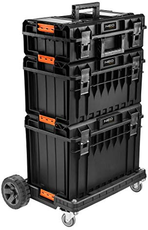 NEO TOOLS 84-259 Set Werkzeug-Box-Modul mit Handgriff mit Sortimentskasten orange schwarz