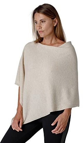 GC cashmere galvan | Poncho Blandad Cashmere 60% Merino 30% Cashmere 10% Silk | Kvinnor Enfärgad Vintern Våren | Mjuk Varm Soffice Wrap Raffinerad | 100 x 70 cm | Tillverkad i Sverige, Beige
