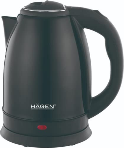 Hagen - Hervidor eléctrico sin cable - de acero inoxidable - 1.8L HA5525-BLK-Negro