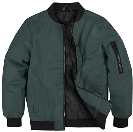 SNOW DREAMS Boys Girls Bomber Jacket Flight Jackets Fall Winter Varsity Jacket Green Size 8