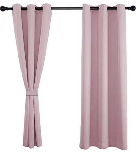 Thermovorhang 180x160cm(H x B), Blickdichten Vorhänge, Einfach Anzubringen für Dekoration Weihnachten 1Stück-Hellrosa