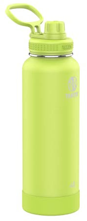Takeya Actives 40 oz Vacuum Insulated Stainless Steel Water Bottle with Spout Lid, Premium Quality, Citron Green
