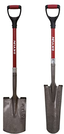 Kylin Juego de 2 Palas de Fibra de Vidrio con Mango en D de Calibre 14 (Pala de jardín, Pala de Drenaje de 16 Pulgadas), para jardinería, Limpieza de zanjas, tendido de Canales de Cable, Industria de
