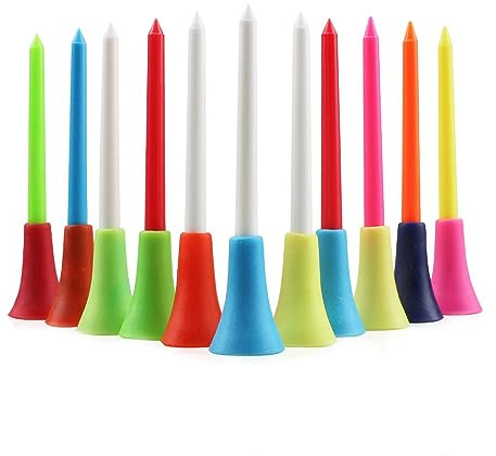 Xwejek Rubber Cushion Top Golf Tees,50 Pack Plastic Rubber Golf Tees Unbreakable Mixed Colors Golf Tees,3 1/4 inch Golf Tees is Gift for Golfer or Family