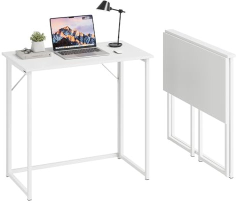 Dripex Folding Desk Foldable Small Computer Desk Writing Table for Small Place Easy Assembly, White