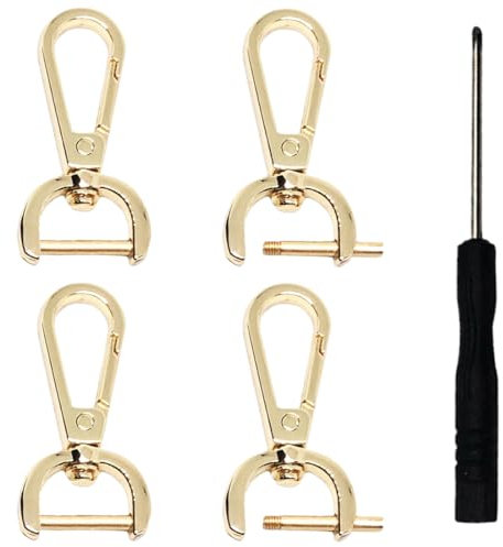 WKRTDY ganci per borse, Fermagli Girevoli in Metallo Artiglio di Aragosta, Set da 4 pcs con 1 Cacciaviti, Moschettoni Girevoli per Borse in Pelle e Tracolle, per lavori manuali e accessori per borse!