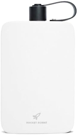 Rocket Scienz Flat Water Bottle | Stainless Steel 17oz Flask | Minimalistic Design for Easy Portability | BPA-Free, Leak-Proof | Perfect for Travel, Gym, and Everyday Use (White)