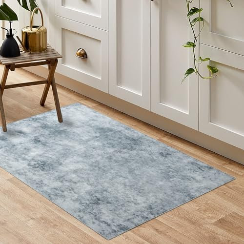 Tinyboy-hbq Alfombras Salon Grande Alfombras de habitacion Moderna 9mm Espesores Pelo Corto Multicolor para Salón,Dormitorio,Felpudo Entrada Casa,Abstracto Gris Blanco/Multi,60x120cm