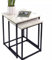 Dylex Square Coffee Table, Set of 2 Nesting Table with White Marble Effect Top Black Metal Frame, side tables For Living Room
