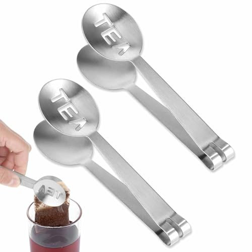 2Pcs Tea Bag Squeezer Tongs, Stainless Steel Tea Bag Holder Tea Tongs Strainer Clip Spoon for Gripping Tea Bags Ice Sugar Cubes, Tea Accessories for Tea Lovers