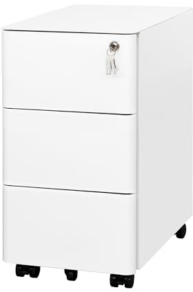 LVSTEEL Rollcontainer, Aktenschrank, Schubladenschrank, Büroschrank aus Metall, Vormontiert, Abschließbarer, 4 Schlüsseln,Büro, Homeoffice