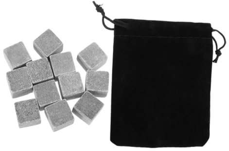 Mikinona Pietre Refrigeranti per Whisky Riutilizzabili 12 Pezzi in Marmo Pregiato Cubetti di Ghiaccio per Vino senza Diluizione Sacchetto in Velluto Raffreddamento Prolungato per Bar