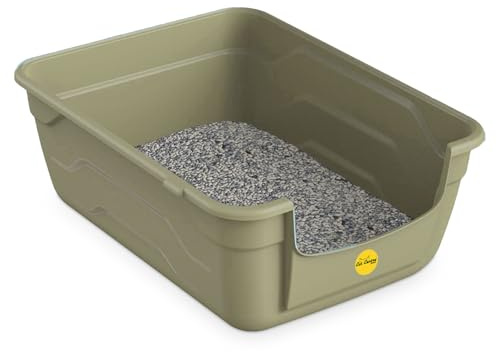 CAT CENTRE Grey Large Cat Litter Tray Box High Sided UK Deep Toilet Loo Adult Cats Kitten Pan Pet Easy Cleaning Lowered Entry Step 11.5cm Elderly Cat Trays Luxury
