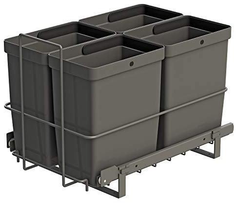 LM 79/4 Einbau Mülleimer ausziehbar mit 4x8L Abfalleimer Korbauszug anthrazitfarben 33,2x48x35,5 cm Mülltrennsystem Küche Unterschrank