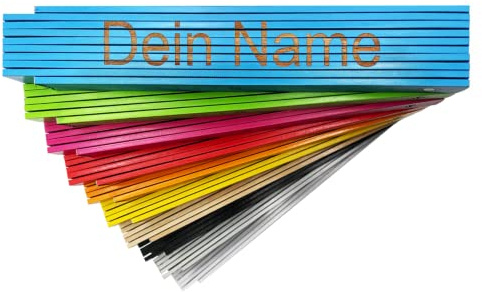 Zelaro Zollstock Personalisiert mit Namen Geschenk für Männer, Frauen und Kinder ob Geburtstag, Jahrestag oder Weihnachten Meterstab 2 Meter in verschiedenen Farben für Vater Tischler Maurer (Gelb)