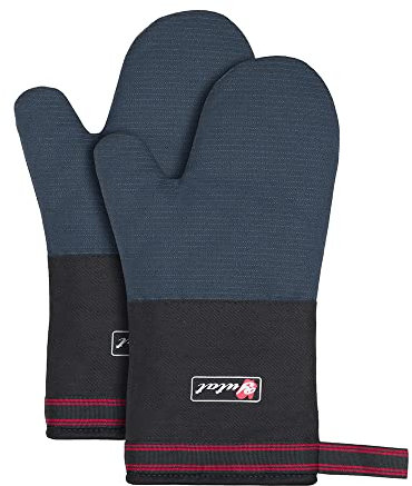Yutat® Ofenhandschuhe - Erweitertes Längerund rutschfest für optimalen Schutz Topfhandschuhe Hitzebeständig bis 250°C, Topflappen Handschuh, Perfekt für die Küche, zum Backen, 2er Set, Marineblau